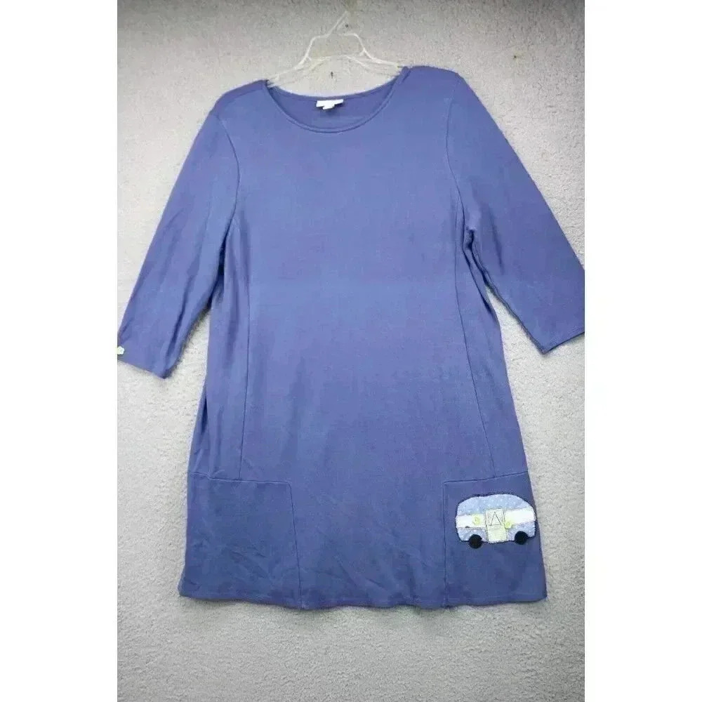 J. Jill Ponte Women's Knit Dress-Size Large-Embellished-3/4 Sleeves‎